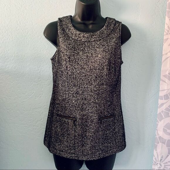 CAbi 993 Cece Tweed Sleeveless Zipper Top Size XS - Picture 1 of 12